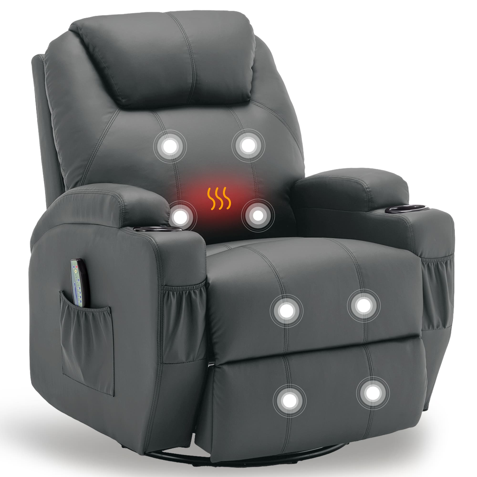 Woodworking Veneer - Fauteuil inclinable avec massage et chaleur,