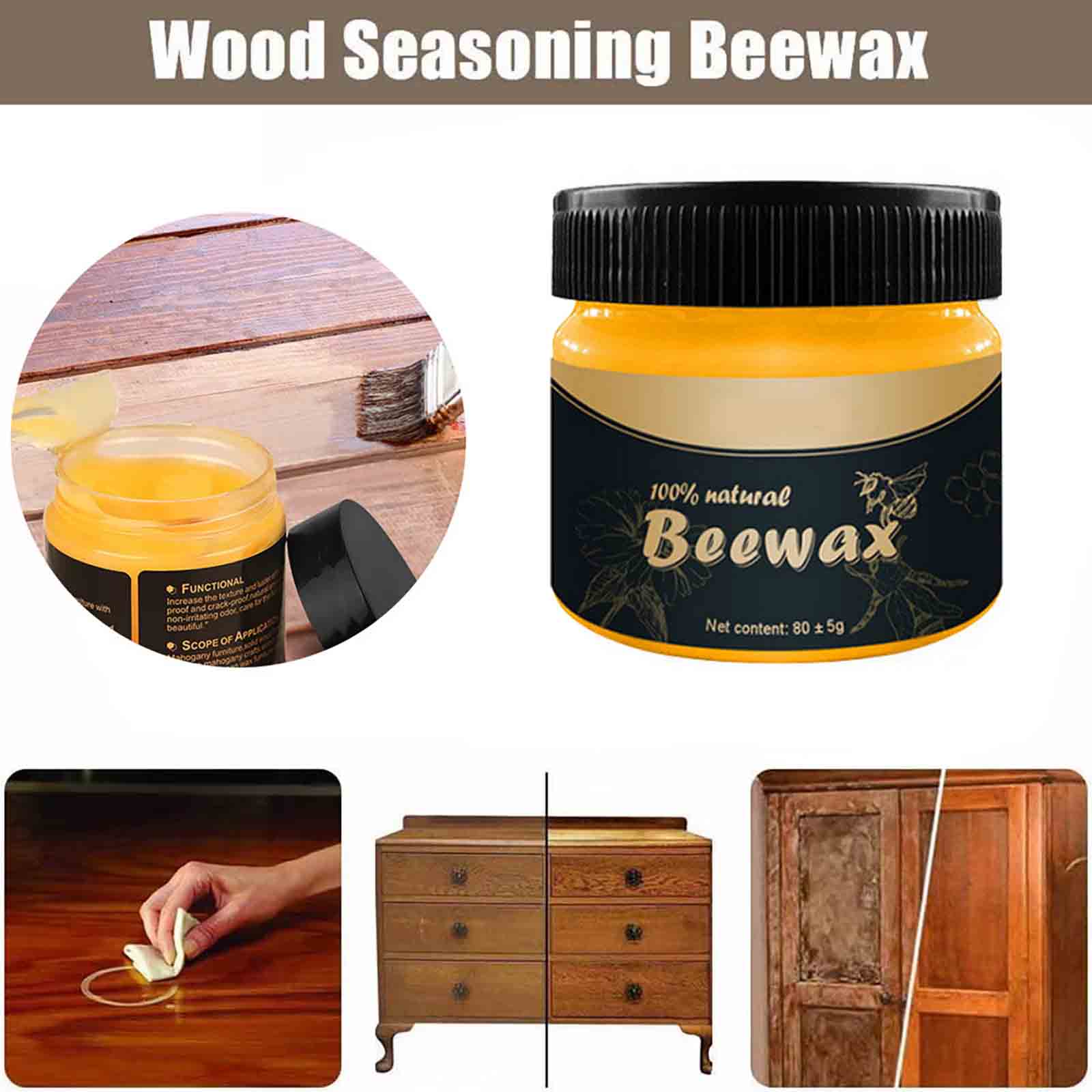 Woodworking Veneer - Cire d'abeille d'assaisonnement en bois, cire